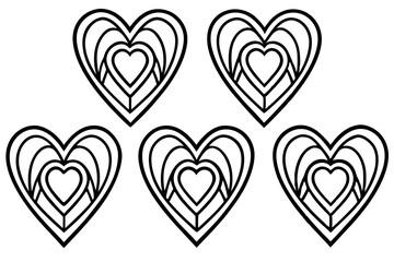 Wall Mural - Creative Heart Patterns - Line Art Vector Set