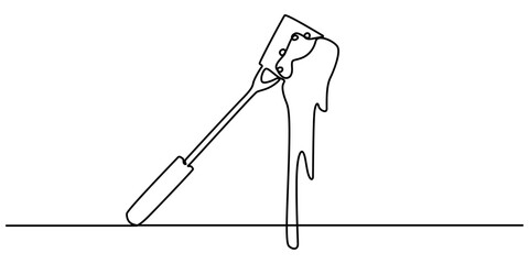 Poster - Fork cheese fondue icon, cheese fork continuous one line drawing, Cheese Continuous Line Art Illustration, Long fork is a tool to help eat food. Stay warm when the weather gets cold. National Cheese.