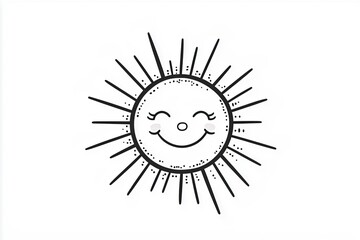 Fototapete - A happy sun with rays and a smiling face in the center.