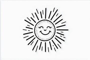 Fototapete - A happy sun with rays and a smiling face in the center.