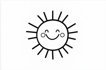 Fototapete - A happy sun with rays and a smiling face in the center.