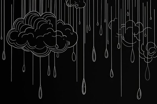 Cartoon-style cloud with raindrops falling.