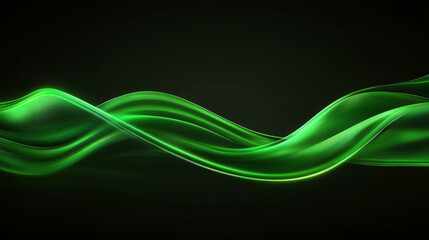 Poster - vibrant abstract scene featuring flowing neon green waves against dark background, creating sense of movement and energy