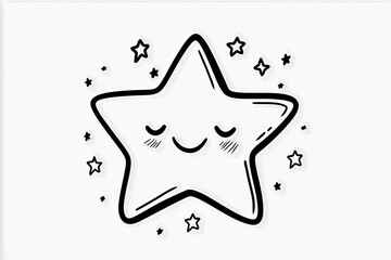 Fototapete - Smiling star with simple twinkling lines around it.
