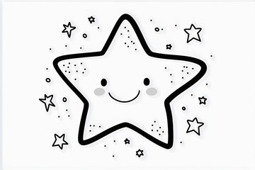 Fototapete - Smiling star with simple twinkling lines around it.