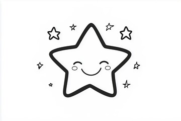 Fototapete - Smiling star with simple twinkling lines around it.