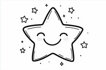Fototapete - Smiling star with simple twinkling lines around it.