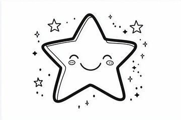 Fototapete - Smiling star with simple twinkling lines around it.