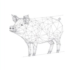Poster - Low poly pig, standing isolated. Illustration for farm, animal or abstract projects