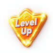© Sukifli.D - Bright orange badge with Level Up text and sparkling effects