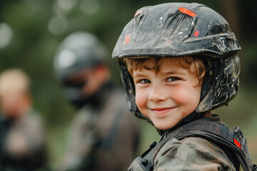 Close-Up of Paintball Players in Action, Wearing Protective Masks and Gear, Generative AI art