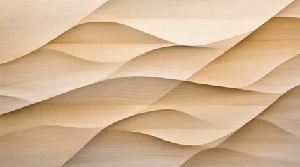 Wall Mural - Abstract wave patterns in light wood create a serene and modern aesthetic.