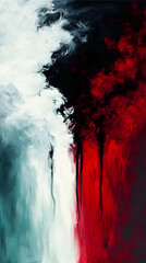 Poster - Abstract art, red, white, black, contrast, canvas, drips, texture, background, design