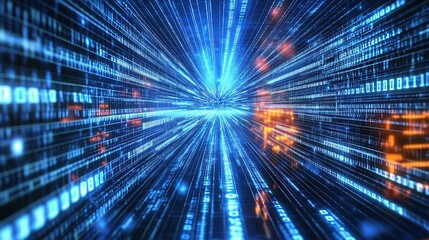 Poster - Abstract Technology Background with Data Stream and Lines Concept