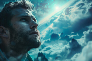 Wall Mural - ai generated image of human life on another planet space