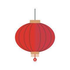Poster - Chinese lantern in flat design. Red new year paper lamp with tassel. Vector illustration isolated.