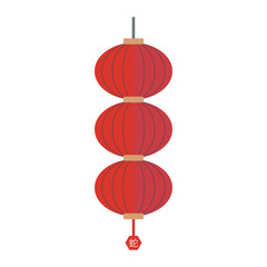 Poster - Chinese lanterns in flat design. Asian new year paper lamps with tassel. Vector illustration isolated.
