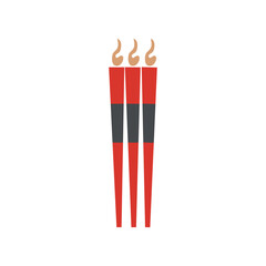 Poster - Chinese candles in flat design. Oriental new year paper candlelight sticks. Vector illustration isolated.