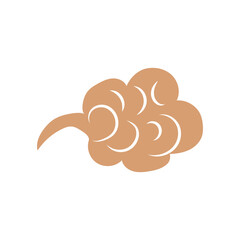 Poster - Chinese clouds in flat design. Traditional oriental curve and wave cloudscape. Vector illustration isolated.