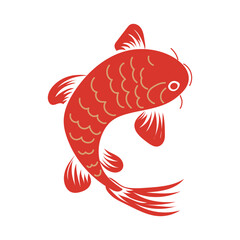 Poster - Chinese carp koi in flat design. Traditional oriental red and gold fish. Vector illustration isolated.