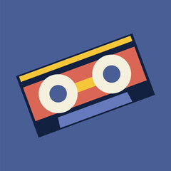 Aufkleber - Vintage video cassette in flat design. Cinema and movie nostalgia symbol. Vector illustration isolated.