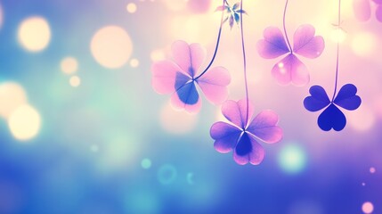Poster - Pastel Clover Flowers Soft Bokeh Background Image