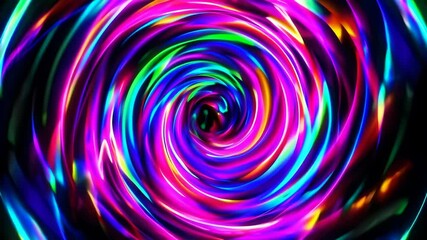 Poster - Colorful neon spiral light pattern, abstract vibrant swirl. psychedelic and futuristic art concept