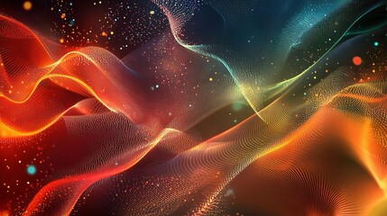 Poster - Dynamic Abstract Technology Background with Wavy Lines and Points