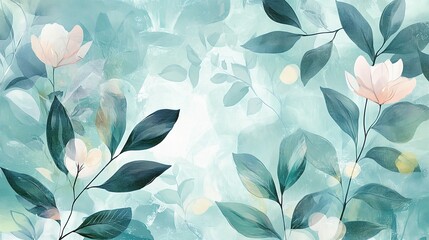 Wall Mural - Organic Floral Wallpaper Background with Seamless Abstract Design