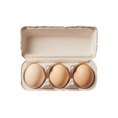 Aufkleber - Three Brown Eggs in a Cardboard Carton