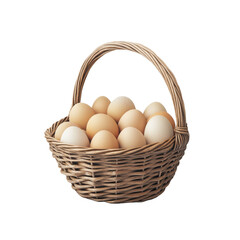 Aufkleber - A wicker basket filled with fresh brown eggs