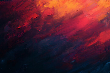 Poster - A close-up of vibrant oil paint strokes on a canvas