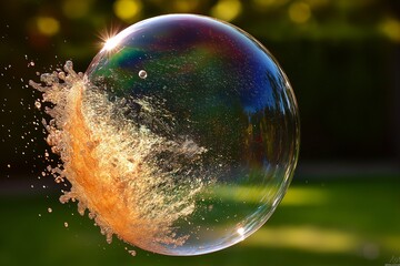 Poster - A high-resolution capture of a bursting bubble mid-air.