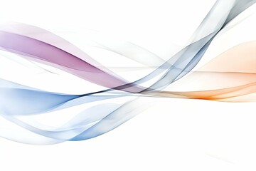 Poster - Abstract composition of flowing translucent ribbons in soft hues of purple, blue, and orange, evoking a sense of elegance, movement, and harmony
