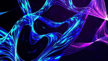 Poster - Abstract neon light waves in motion, vibrant blue and pink colors. Digital art and futuristic design concept