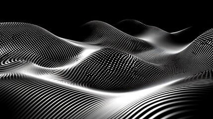 Wall Mural - A black and white image of a wave with a lot of dots