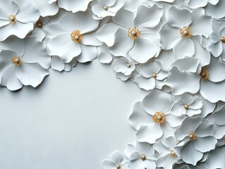 Wall Mural - White flowers on a white background