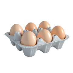 Aufkleber - A six-egg carton sits on a neutral background showing six light brown eggs neatly arranged.