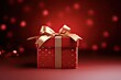 © Vlad - Brightly Wrapped Red Gift Box with Bow for Celebrations and Anniversaries - Birthday Background Included