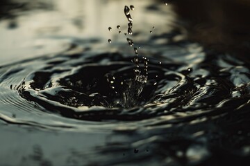 Poster - A high-speed shot of water droplets creating a rippling pattern in slow motion