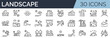 © SkyLine - Set of 30 outline icons related to landscape.  Linear icon collection. Editable stroke. Vector illustration