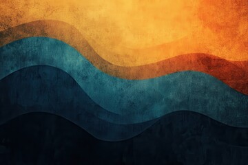 Poster - Teal and orange textured backdrop with a dark grainy finish, showcasing an abstract gradient wave design perfect for posters, banners, and wallpaper applications