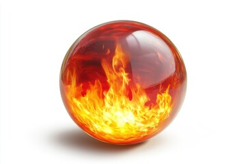 Fototapete - Blazing red and yellow fiery orb with flames on a bright background for dynamic design and branding needs