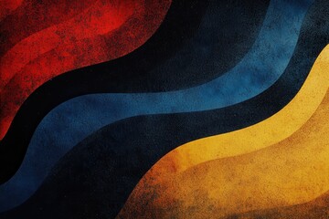 Poster - Colorful wave pattern with grainy texture blending blue, red, and yellow hues on dark backdrop, perfect for vibrant banners, promotional posters, or eye-catching headers