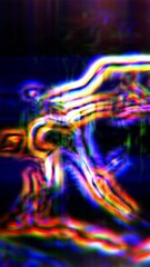 Wall Mural - neon glitch data flow loop