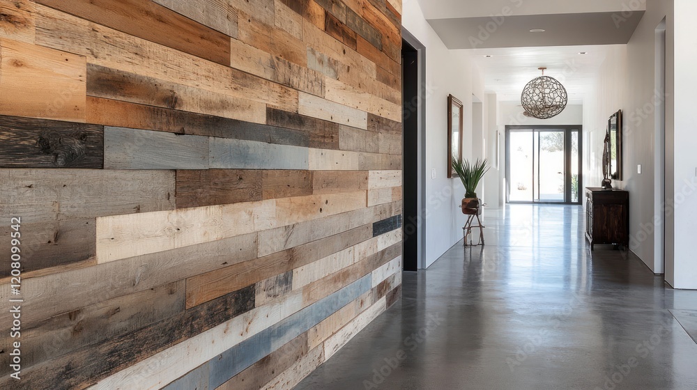 Sustainable wooden wall with reclaimed timber and an energy-efficient ...