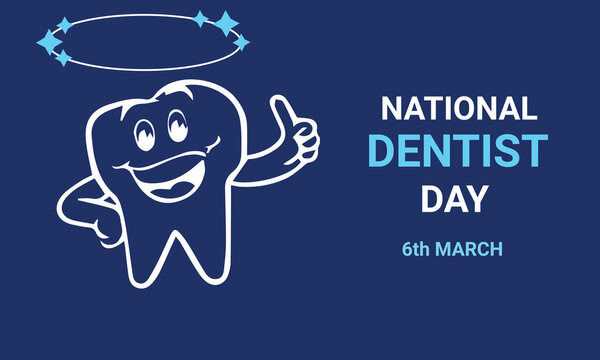 National Dentist's Day card, March 6. Vector
