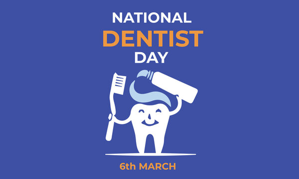 Happy Dentist's day. Greeting card with cute tooth. Vector illustration