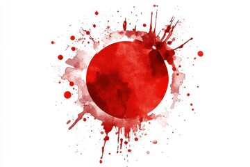 Poster - Vivid red watercolor circle splashes on a clean backdrop for artistic projects and creative designs