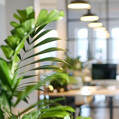 Aufkleber - Modern Office with Green Plants in Bright Background